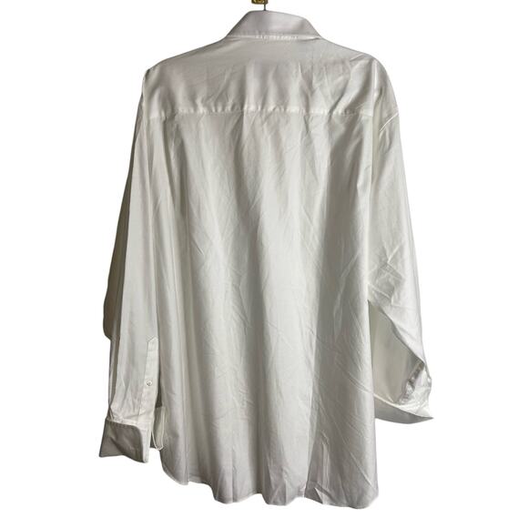 David Donahue Trim Fit Solid French Cuff Tuxedo Dress Shirt Luxury Size 18 34/35 - Picture 8 of 11